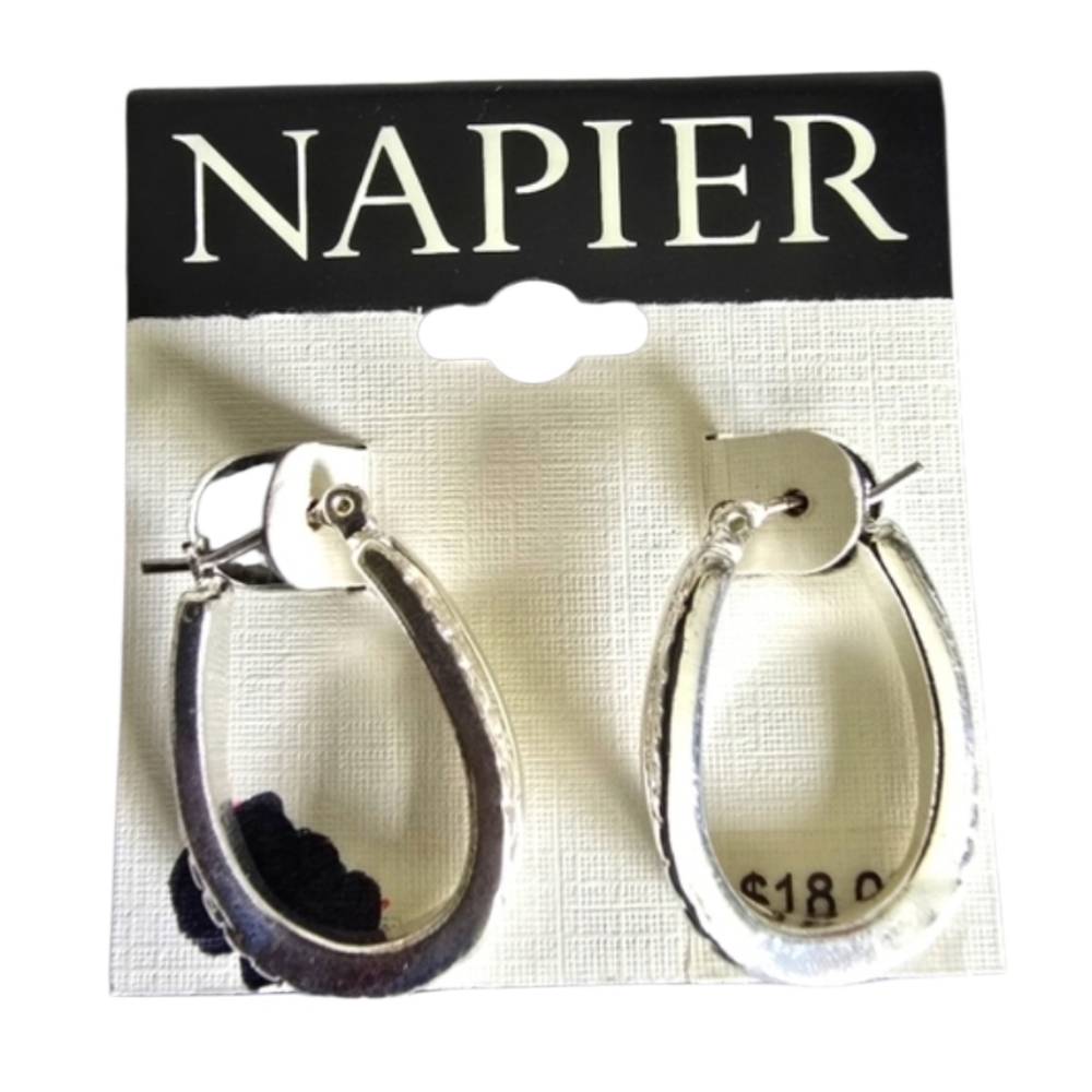 Napier Silver Tone Hoop Small Hoop Earrings